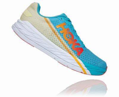 Hoka One One All Gender Rocket X Road Running Shoes Blue/Green (HO3528) Australia